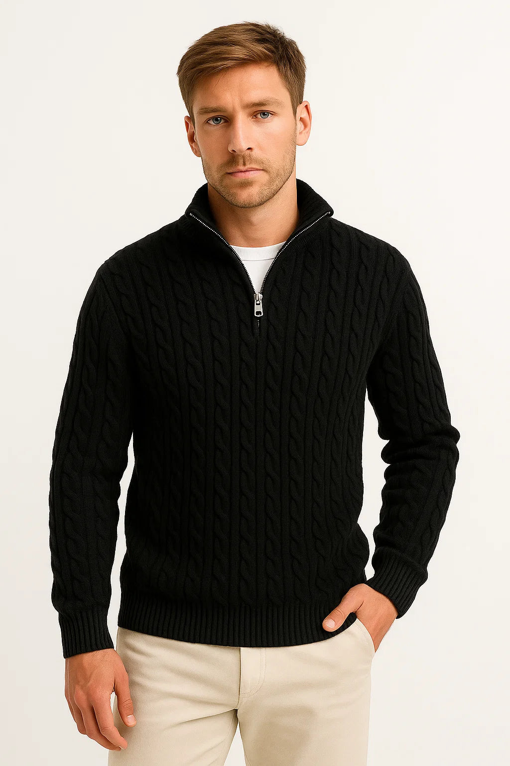 Raphael Chevalier | Zip Neck Knitted Sweater For Men