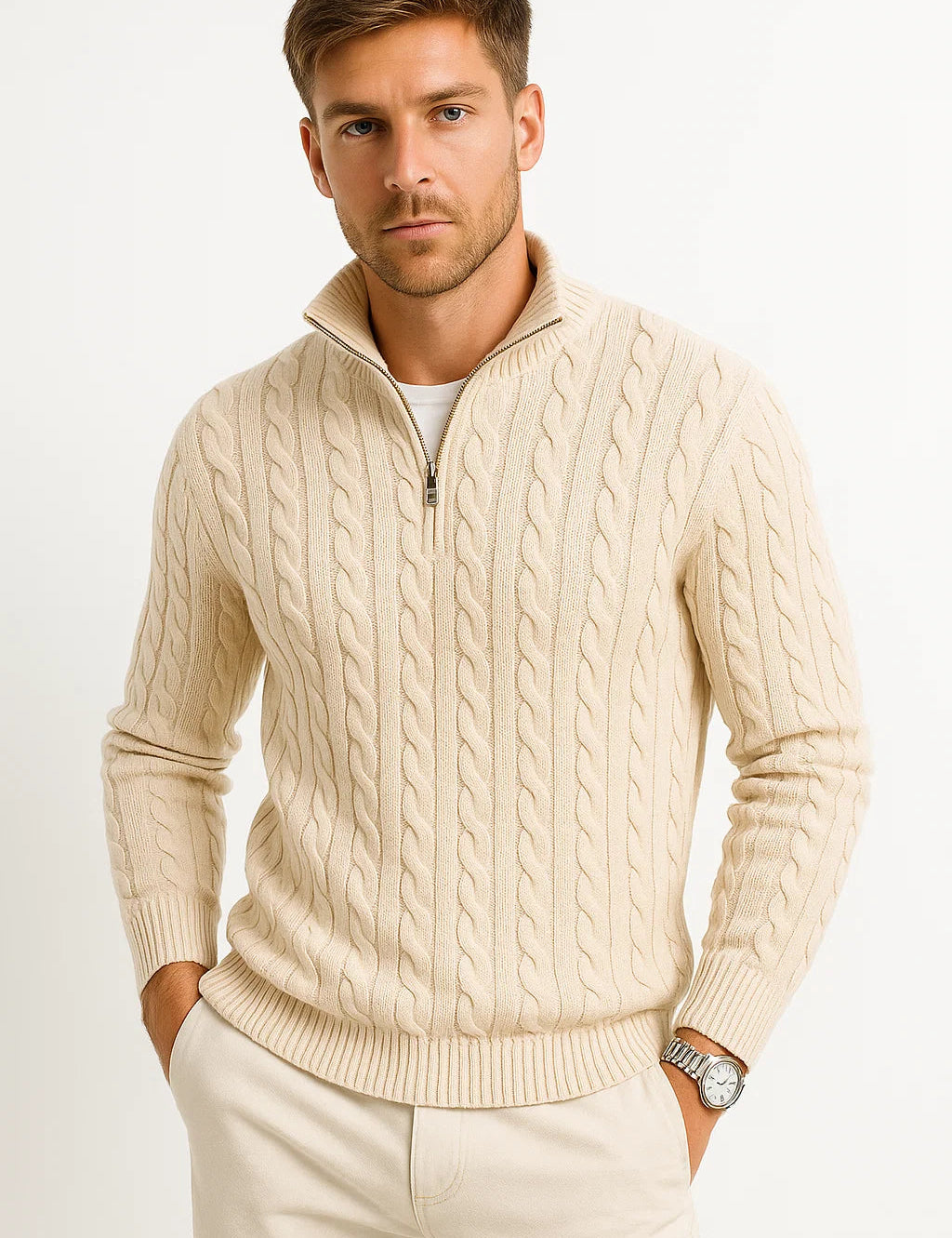 Raphael Chevalier | Zip Neck Knitted Sweater For Men