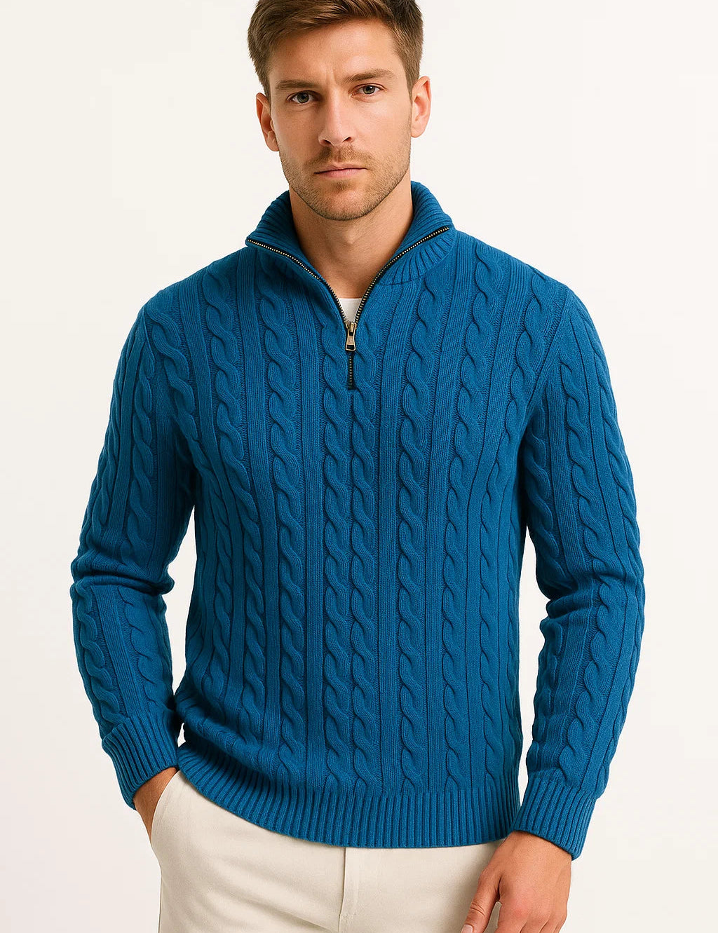 Raphael Chevalier | Zip Neck Knitted Sweater For Men