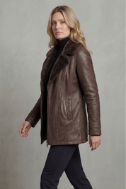 Harriet Bramley | Shearling-Collar Leather Jacket in Rich Brown