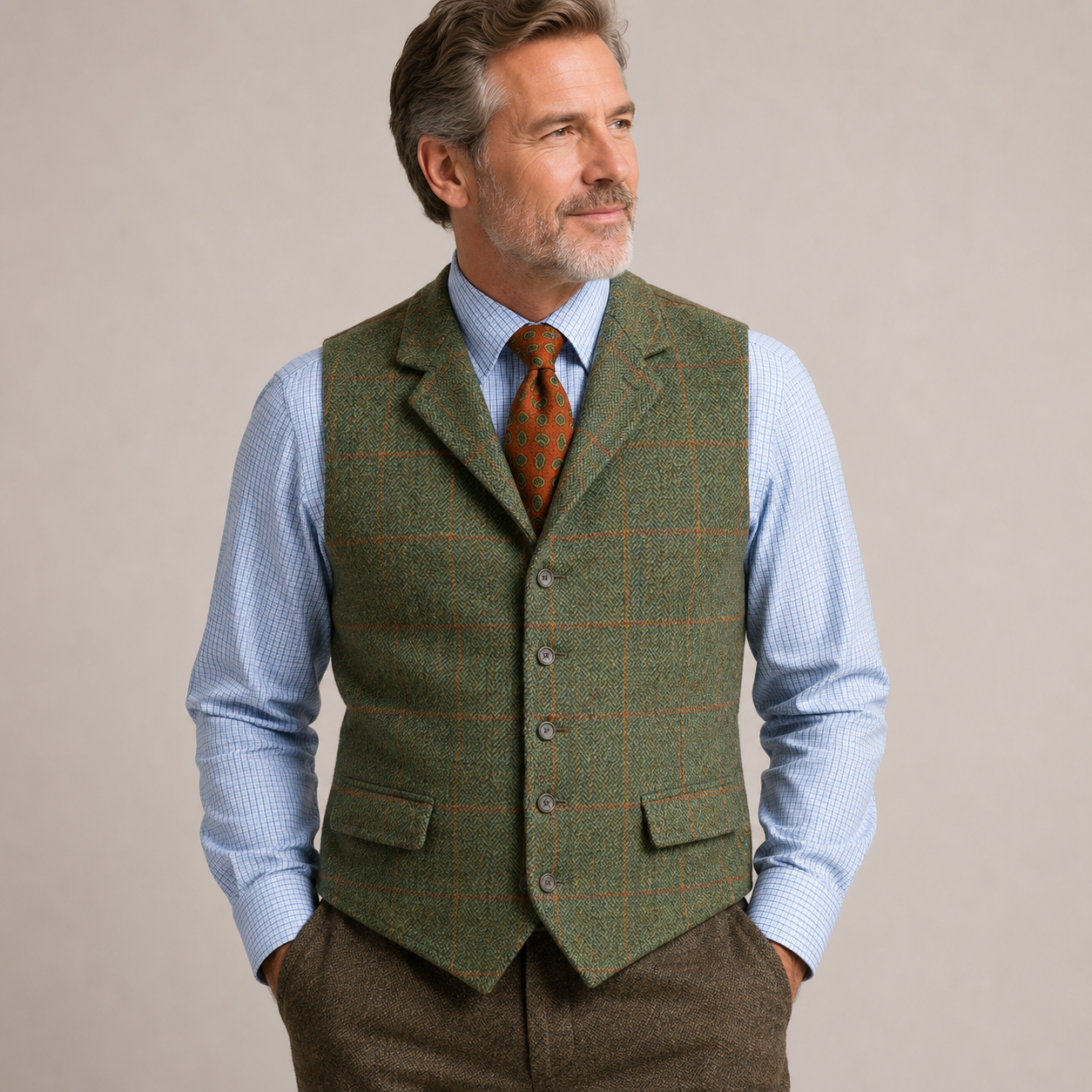Reginald Ashford | Men's Plaid Tweed Gilet – Heritage Herringbone