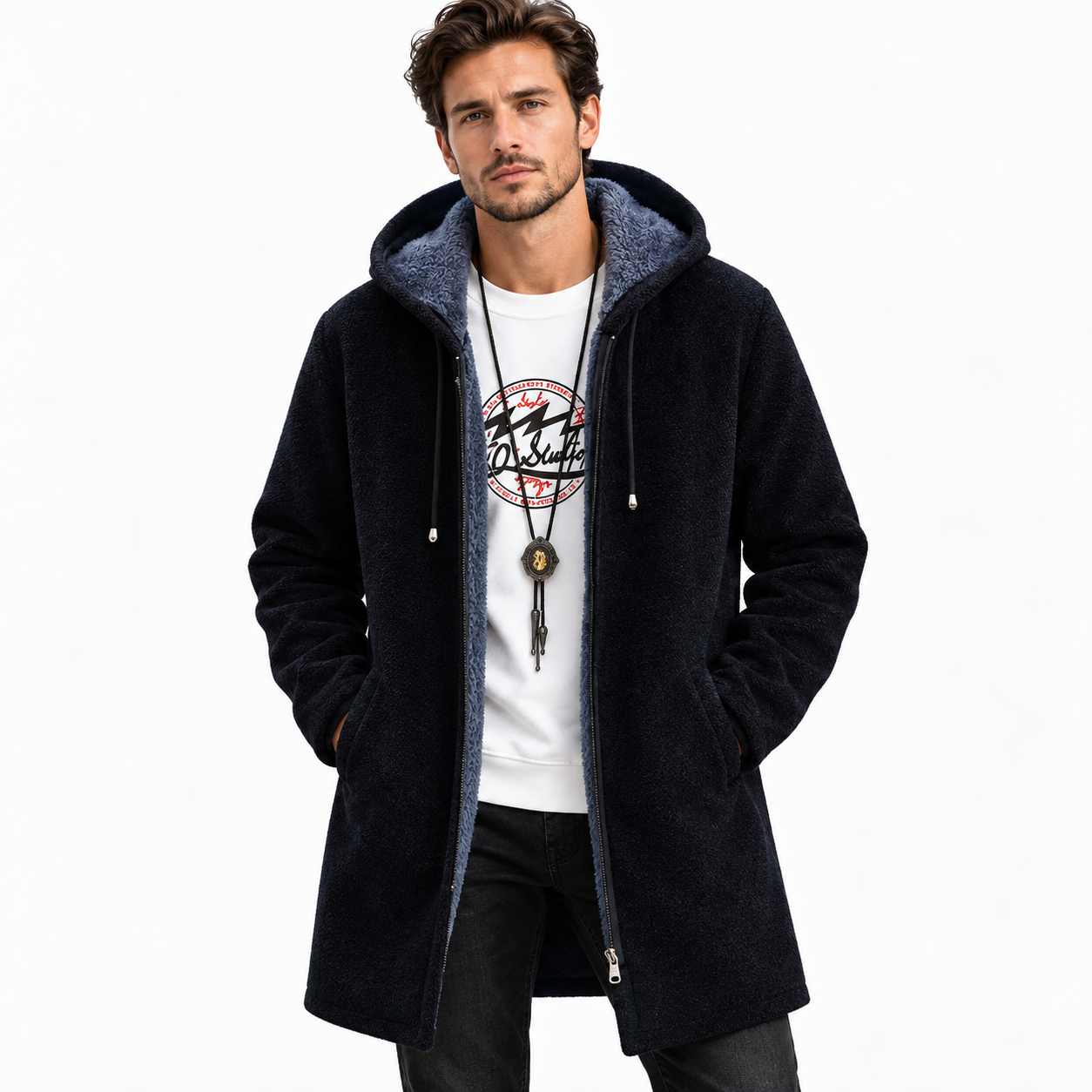 ReubenStanhopeLonglineMensJacketWithFleece-LinedHood-model.png