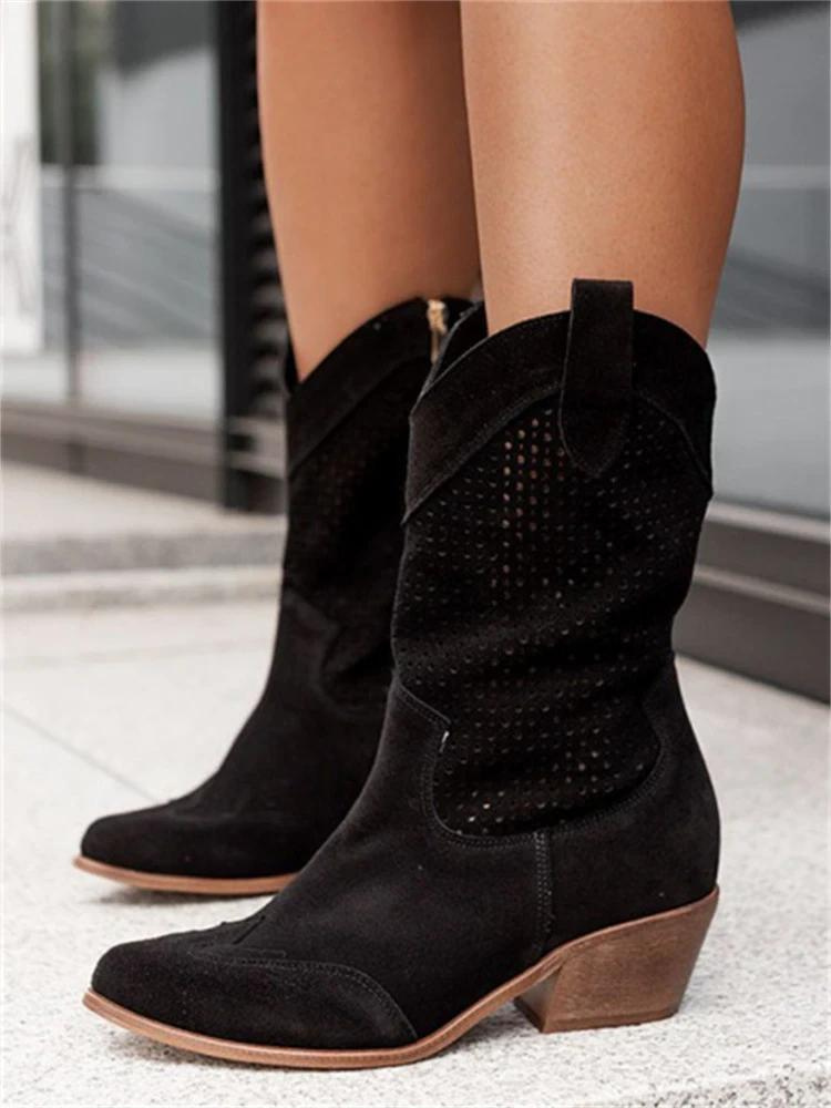 Wren Sterling | Perforated Western Boots