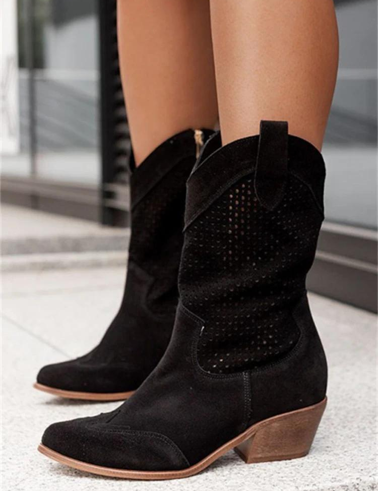 Wren Sterling | Perforated Western Boots