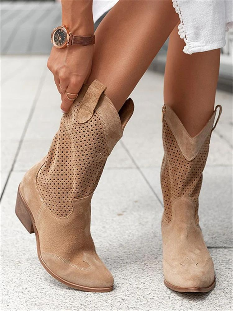Wren Sterling | Perforated Western Boots