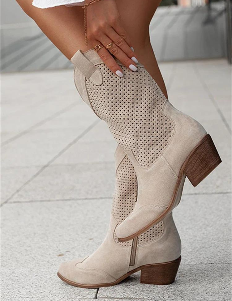 Wren Sterling | Perforated Western Boots