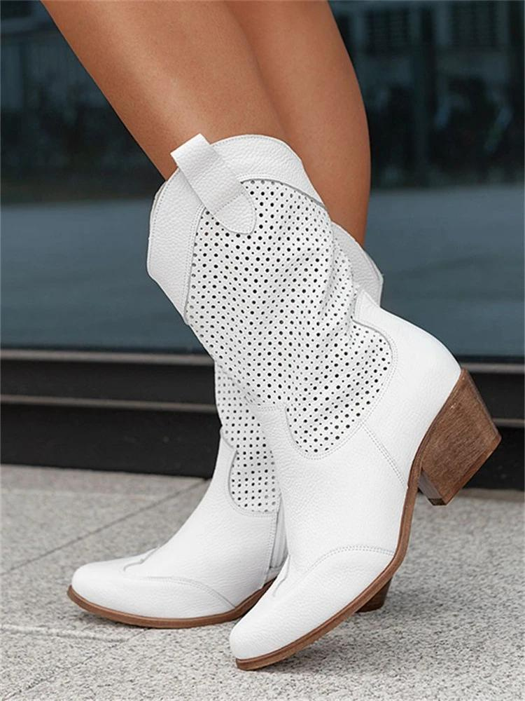 Wren Sterling | Perforated Western Boots