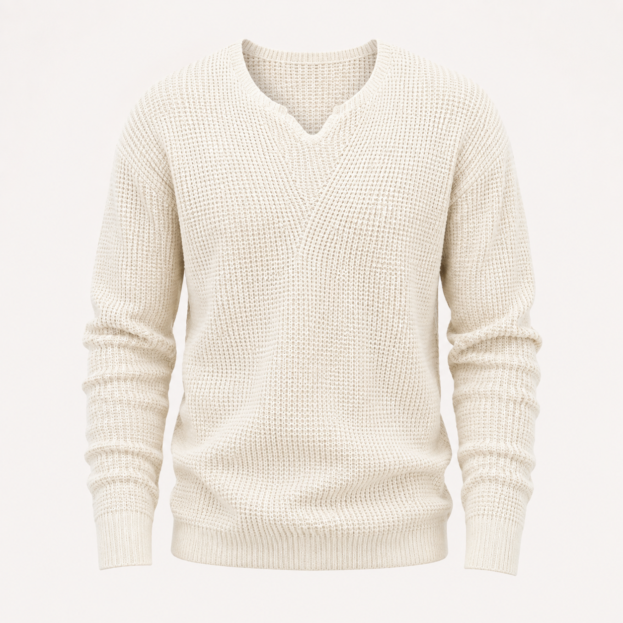 Rhys Cooper | Relaxed V-Neck Waffle Knit Jumper