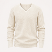 Rhys Cooper | Relaxed V-Neck Waffle Knit Jumper