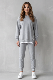 Isla Thompson | Rivara Minimalist Lounge Set in Grey Marl
