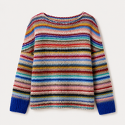 Rosalie Clarke | Rainbow Stripe Knit Sweater with Contrast Cuffs