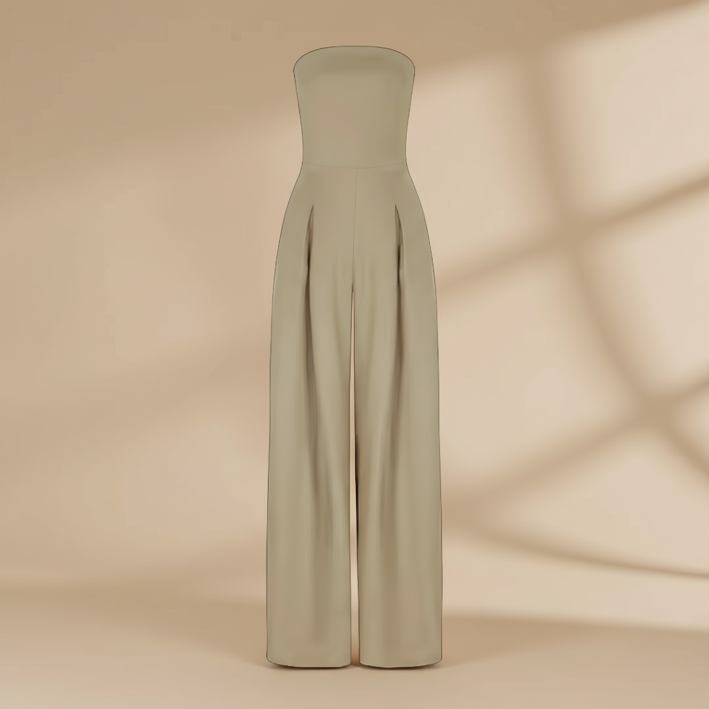 Rosalie Kensington | Women’s Strapless Wide-Leg Jumpsuit – Structured Bodice with Elegant Flowing Silhouette