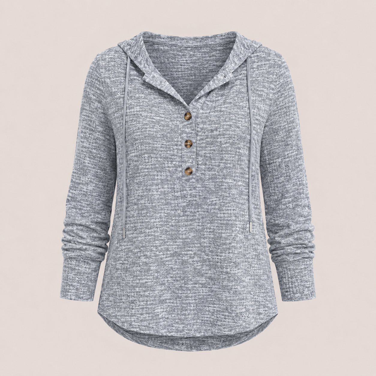 Rosalind Talbot | Buttoned Hooded Knit Sweatshirt