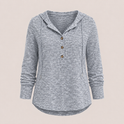 Rosalind Talbot | Buttoned Hooded Knit Sweatshirt