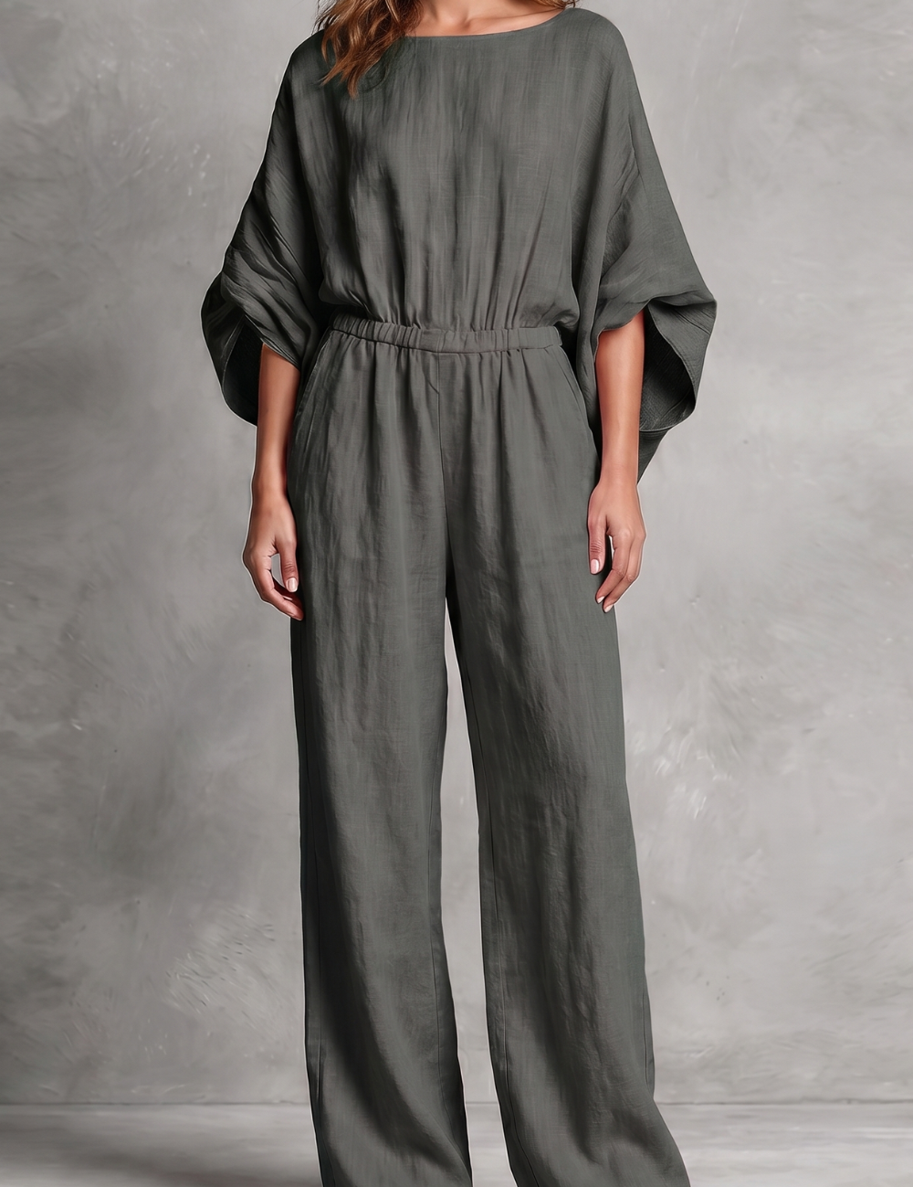 Penelope Ashworth | Rosaline Linen Wide-Leg Jumpsuit in Blush Pink