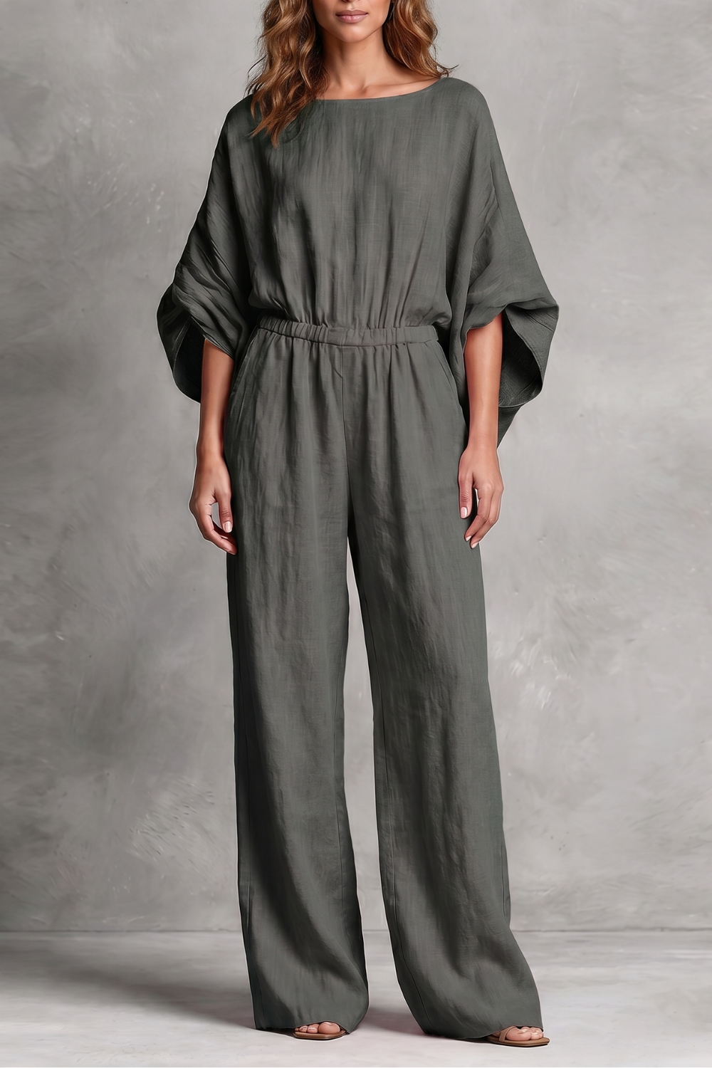 Penelope Ashworth | Rosaline Linen Wide-Leg Jumpsuit in Blush Pink