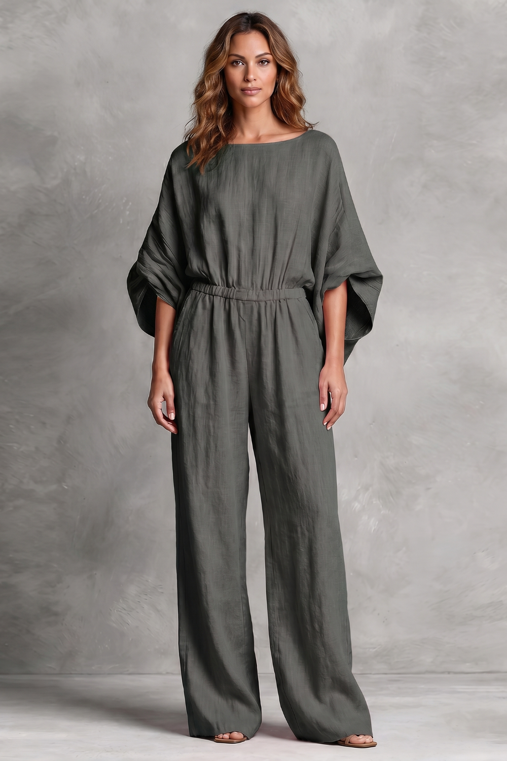 Penelope Ashworth | Rosaline Linen Wide-Leg Jumpsuit in Blush Pink