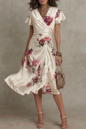 Felicity Drummond | Rosavienne Satin Floral Midi Dress