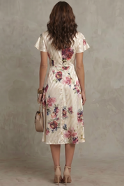 Felicity Drummond | Rosavienne Satin Floral Midi Dress
