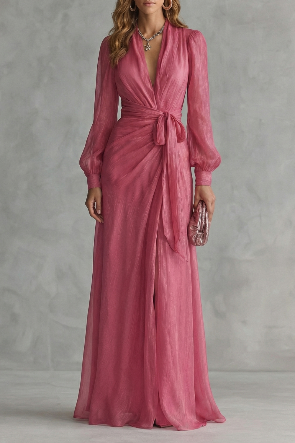 Arabella Voss | Rosénelle Flowing Chiffon Wrap Maxi Dress