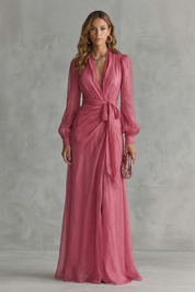 Arabella Voss | Rosénelle Flowing Chiffon Wrap Maxi Dress