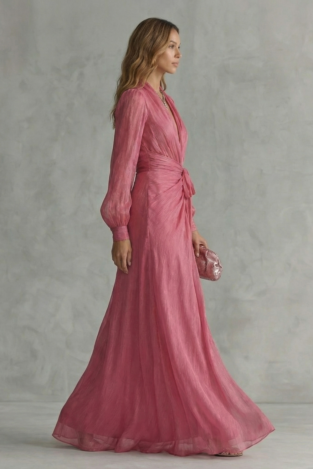 Arabella Voss | Rosénelle Flowing Chiffon Wrap Maxi Dress