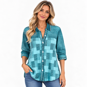 Rosie Ainsley | Patchwork Print Button-Down Blouse