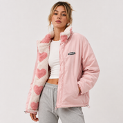 Rosie Morris | Heart Print Teddy Fleece Coat
