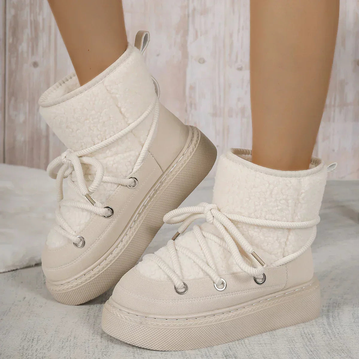 Tabitha Reynolds | Women's Sherpa Ankle Lace-Up Winter Boots