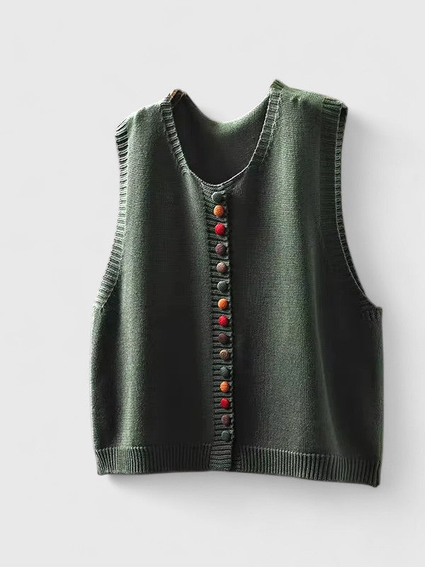 Gilet cardigan tricoté à boutons contrastants Margot Ellison