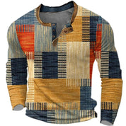 Henry Griffiths | Colorful Geometric Henley Long Sleeve Shirt