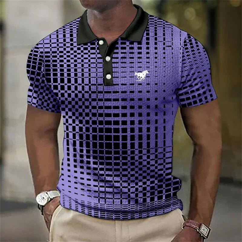James Thornton | Stretch Polo Shirt for Men – Geometric Print