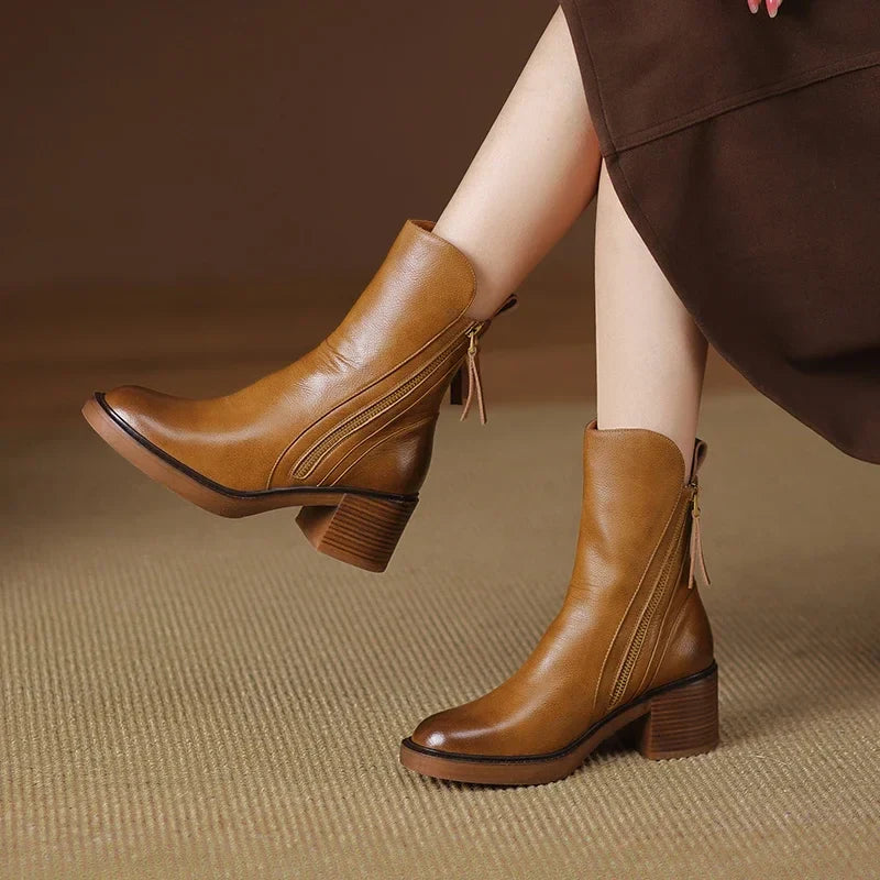 Rosalind Kemp | Leather Ankle Boots With Block Heel