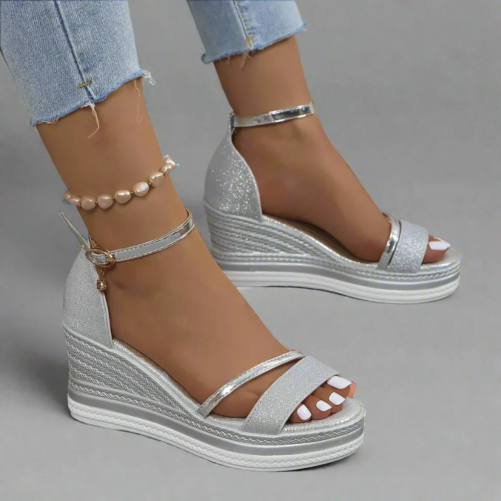Felicity Waverly | Glitter Wedge Sandals