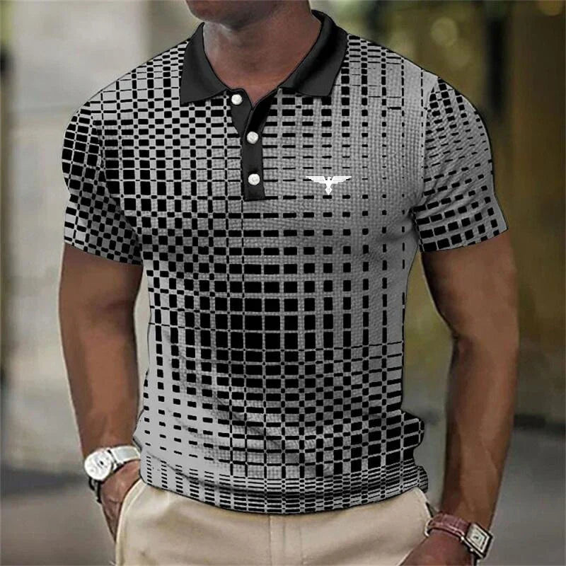 James Thornton | Stretch Polo Shirt for Men – Geometric Print