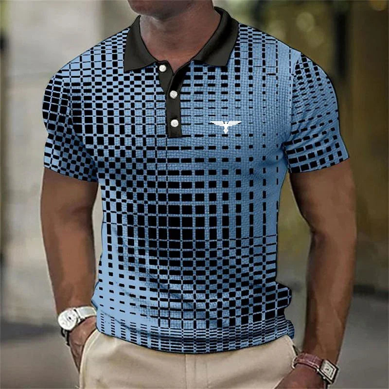 James Thornton | Stretch Polo Shirt for Men – Geometric Print
