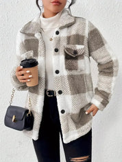 Clara Fenmore | Textured Plaid Fleece Jacket