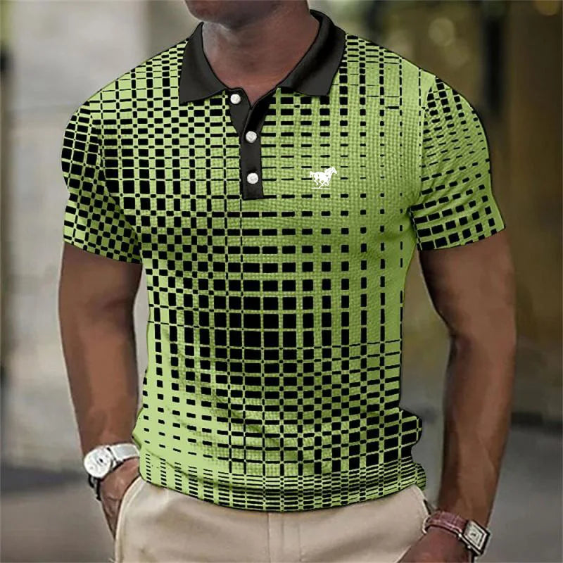 James Thornton | Stretch Polo Shirt for Men – Geometric Print