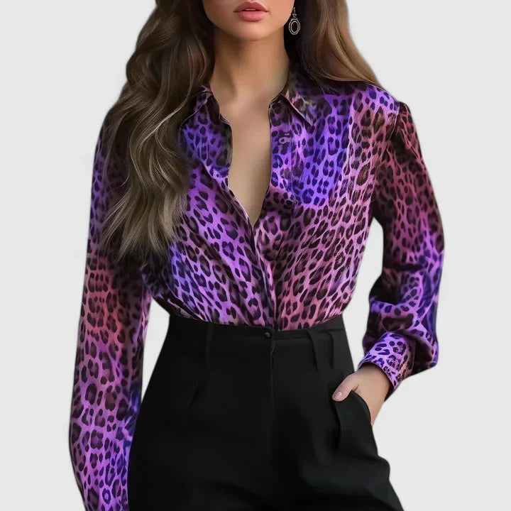 Daphne Osgood | Leopard Print Satin Blouse