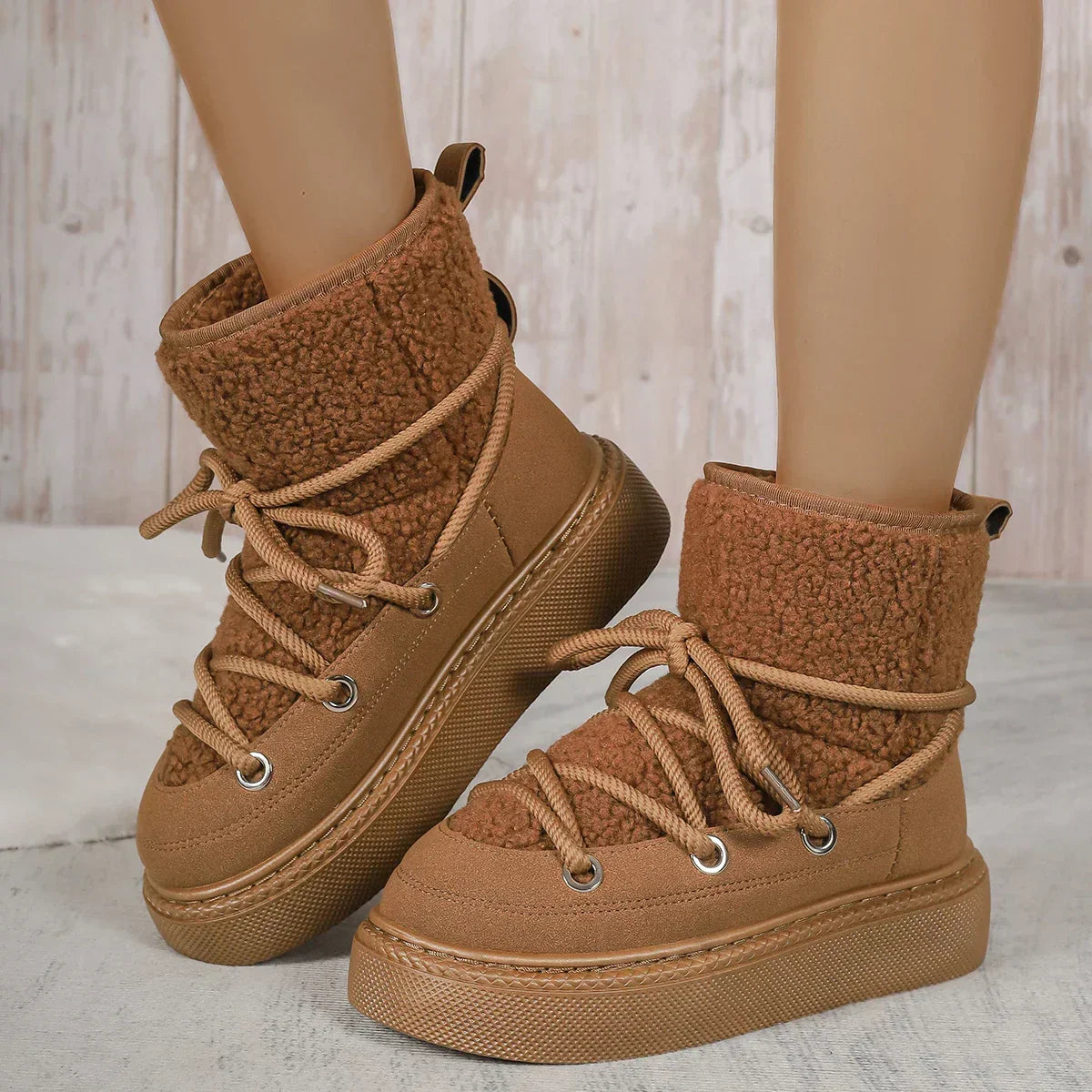 Tabitha Reynolds | Women's Sherpa Ankle Lace-Up Winter Boots