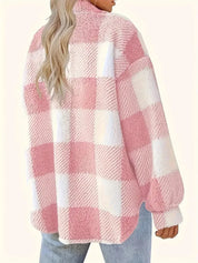 Clara Fenmore | Textured Plaid Fleece Jacket