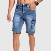 Callum Hughes | Men's Denim Cargo Shorts with Flap Pockets