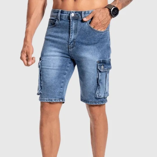 Callum Hughes | Men's Denim Cargo Shorts with Flap Pockets