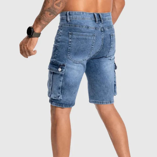 Callum Hughes | Men's Denim Cargo Shorts with Flap Pockets
