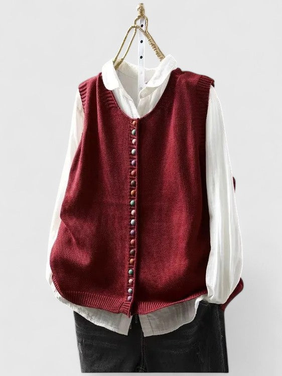 Gilet cardigan tricoté à boutons contrastants Margot Ellison