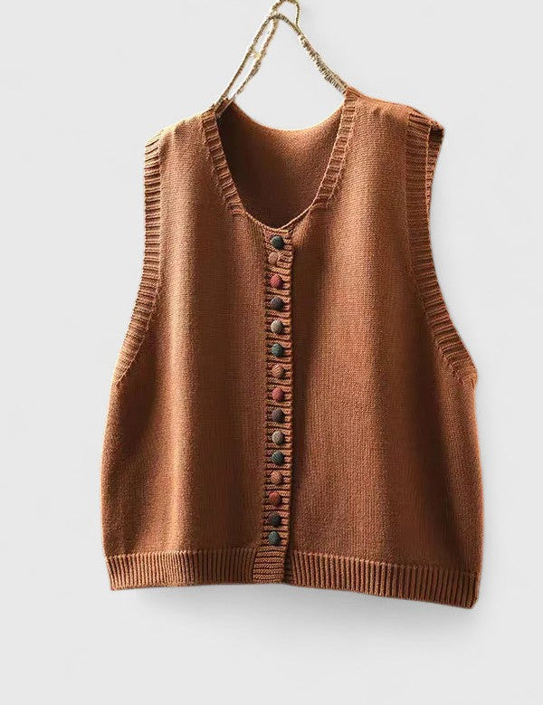 Margot Ellison | Contrast Button Knit Cardigan Vest