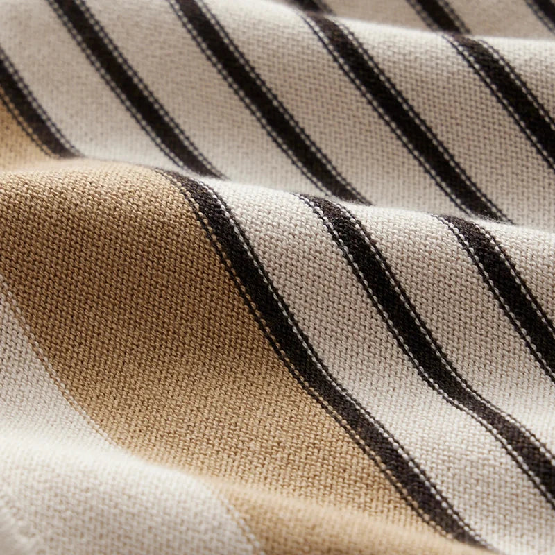 Samuel Brooks | Beige Striped Knit Short-Sleeve Shirt
