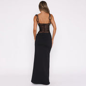Saphira Montgomery | Lace Detail Strapless Maxi Dress