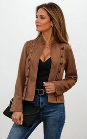 Sarah de Korte | Women's Suede-Look Blazer with Stand Collar