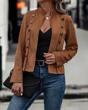 Sarah de Korte | Women's Suede-Look Blazer with Stand Collar